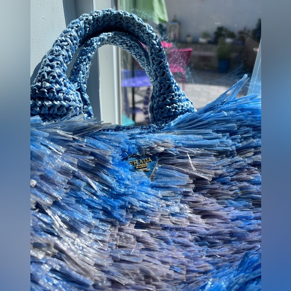 Prada: Raffia Straw Blue Bag *RARE* - Picture 14 of 17
